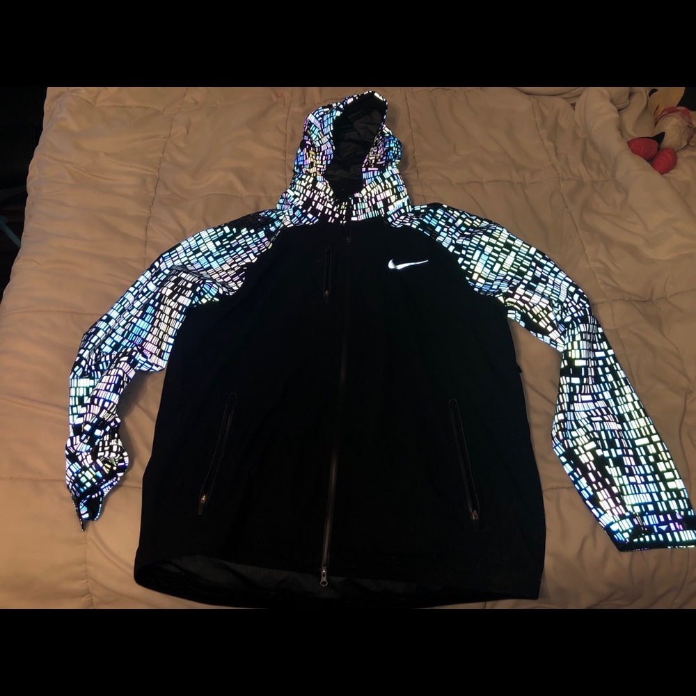 Nike Black Utility Jacket with Reflective Mosaic Hood & Sleeves